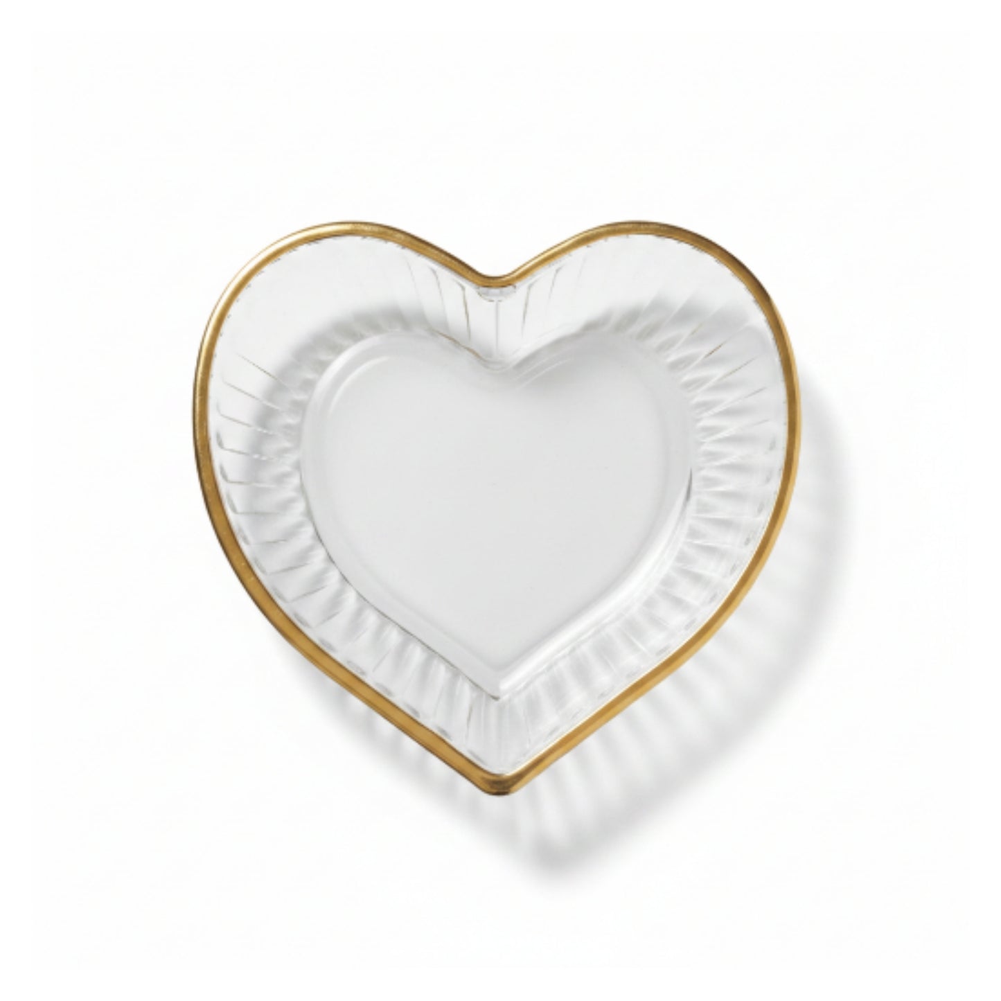 12pc Heart Gold Rim Dessert Bowl & Saucer Set – Elegant Glass Serving Set for Tea, Desserts & Special Occasions