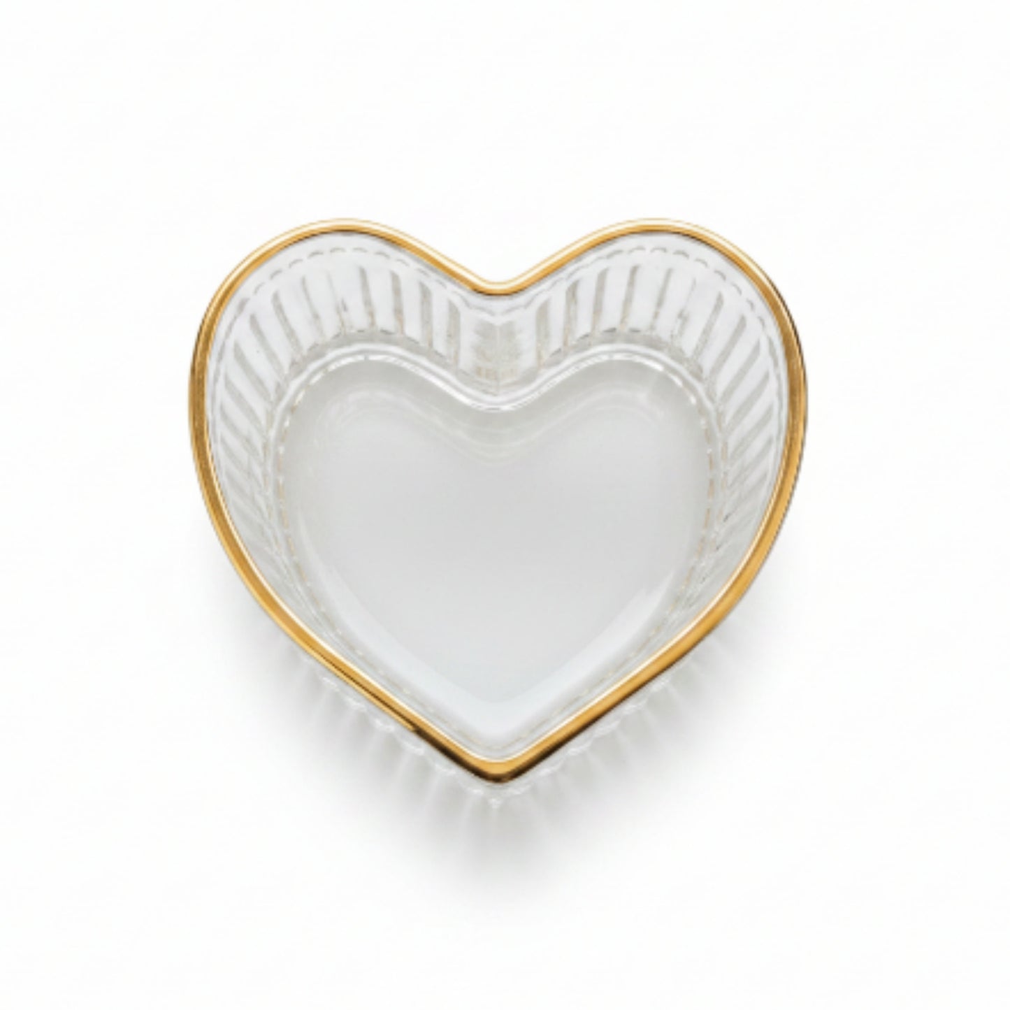 12pc Heart Gold Rim Dessert Bowl & Saucer Set – Elegant Glass Serving Set for Tea, Desserts & Special Occasions
