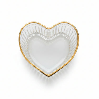 12pc Heart Gold Rim Dessert Bowl & Saucer Set – Elegant Glass Serving Set for Tea, Desserts & Special Occasions