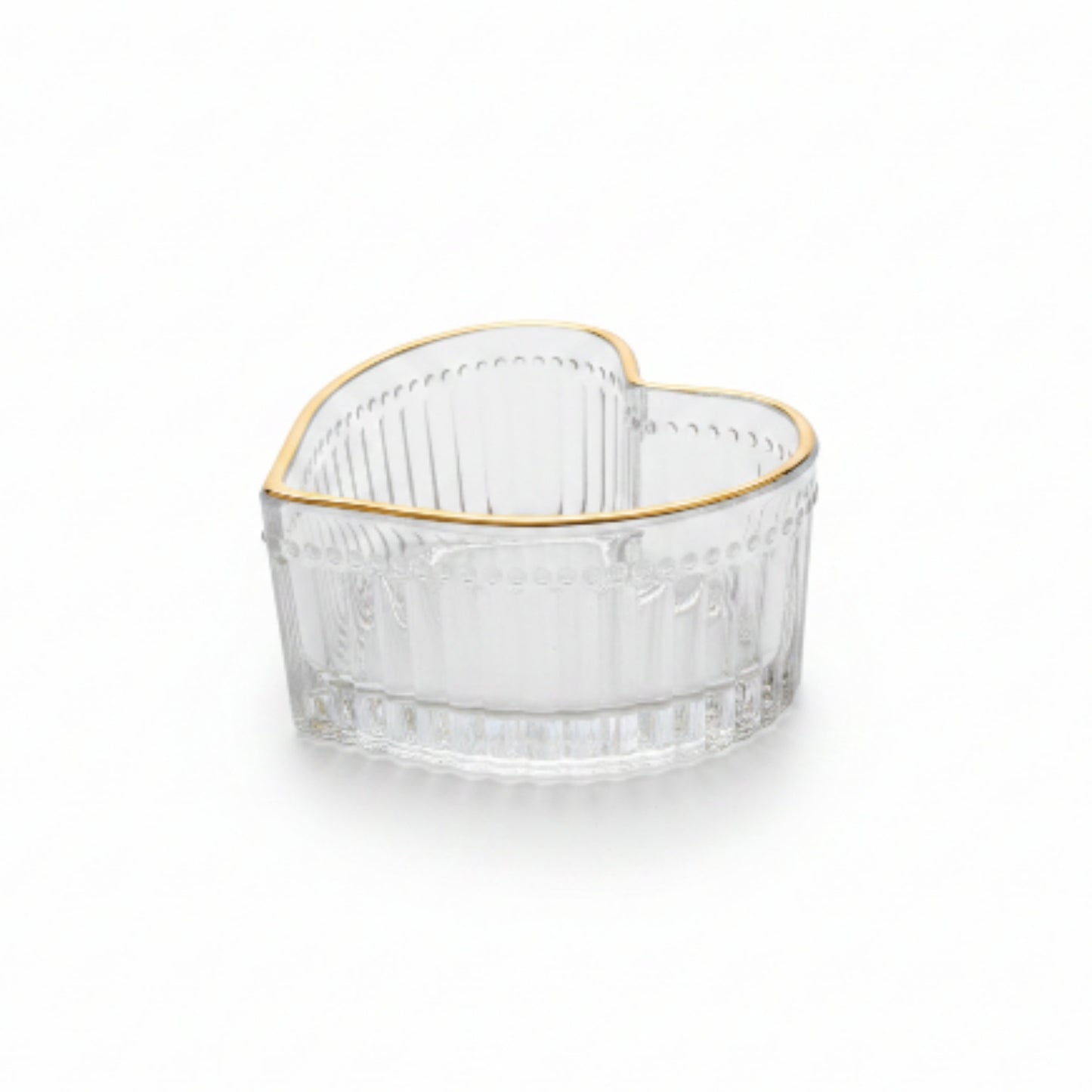 12pc Heart Gold Rim Dessert Bowl & Saucer Set – Elegant Glass Serving Set for Tea, Desserts & Special Occasions