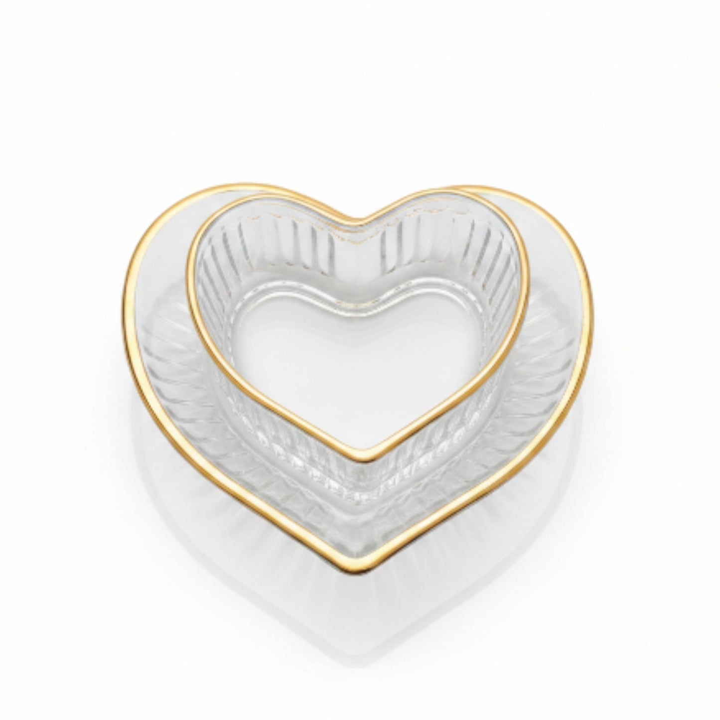 12pc Heart Gold Rim Dessert Bowl & Saucer Set – Elegant Glass Serving Set for Tea, Desserts & Special Occasions