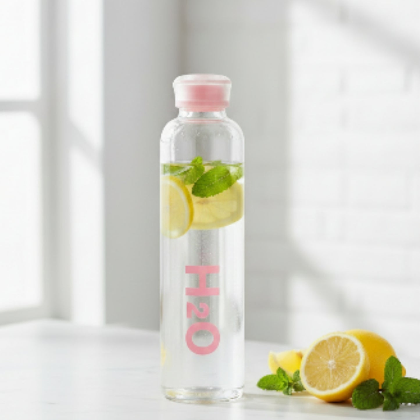 Borosilicate Glass H2O Water Bottle 1L
