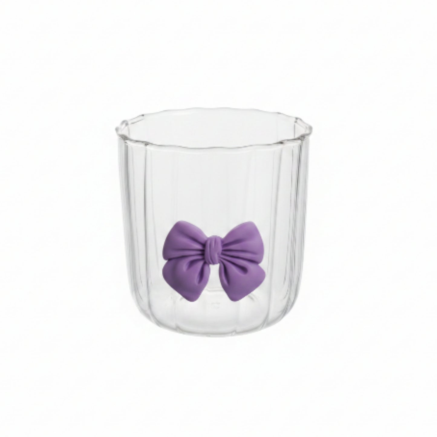 Ribbed Glass With Domed Lid And Straw- Purple