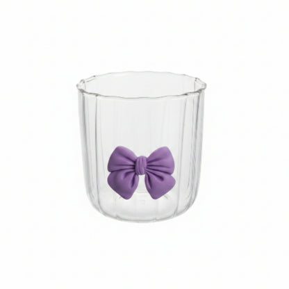 Ribbed Glass With Domed Lid And Straw- Purple