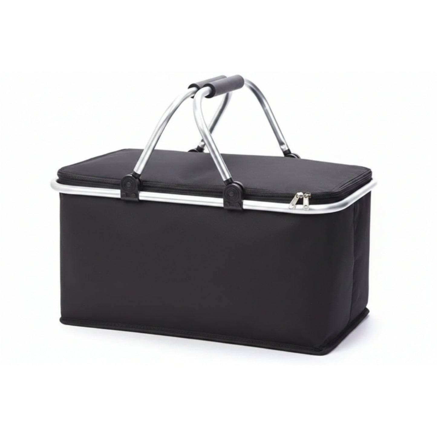 Portable Insulated Picnic Basket Black - Aluminum Frame Cooler Basket For Outdoor Dining