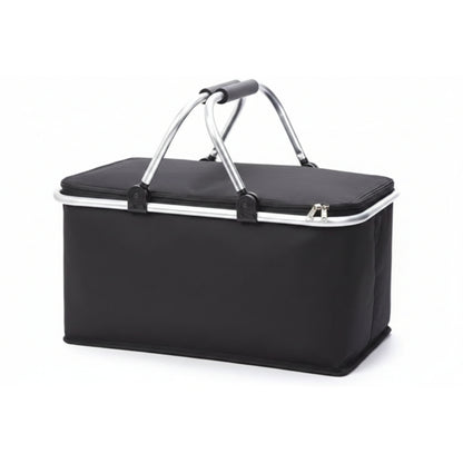 Portable Insulated Picnic Basket Black - Aluminum Frame Cooler Basket For Outdoor Dining