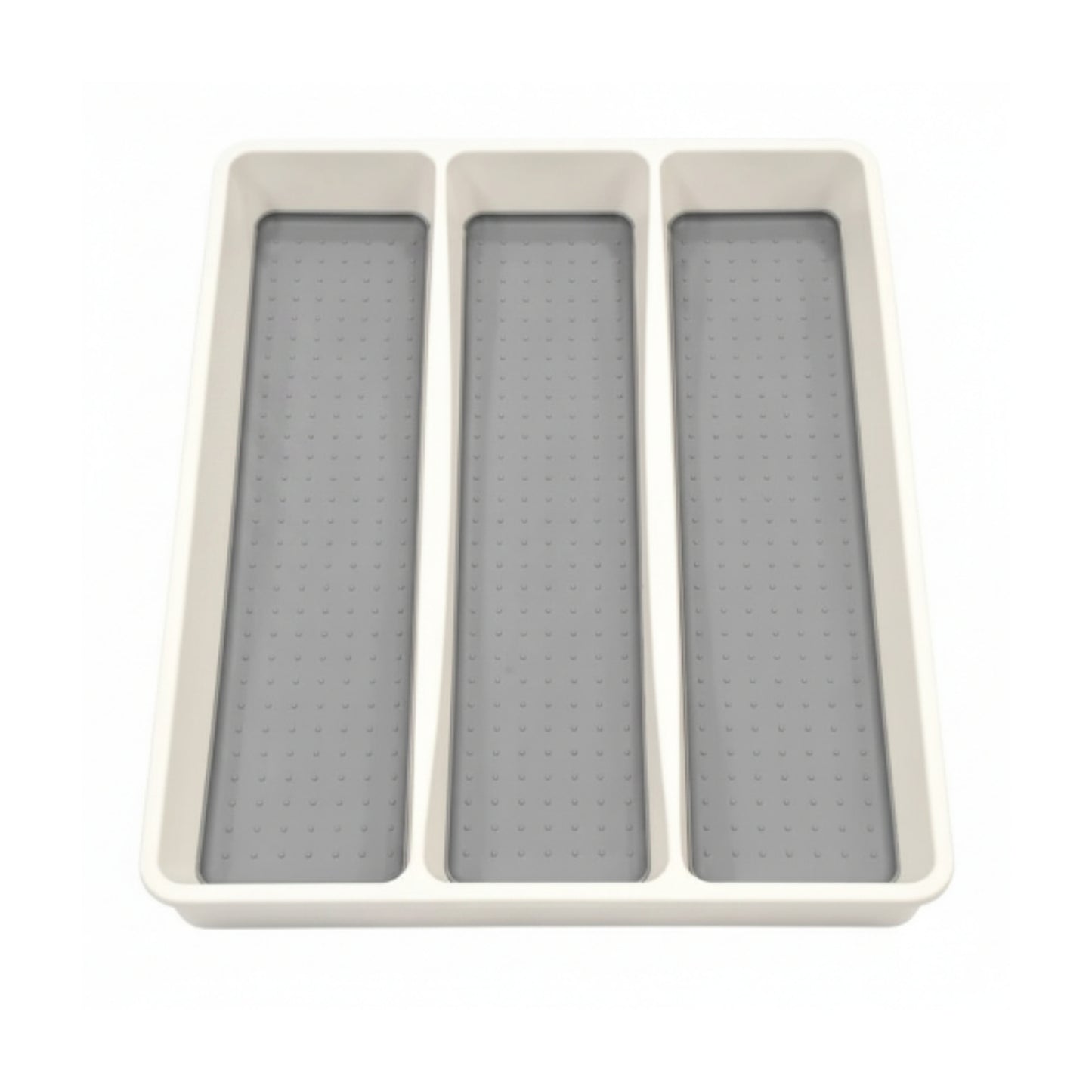 3-Compartment Cutlery Organizer Caddy – White & Grey Kitchen Utensil Holder and Countertop Storage