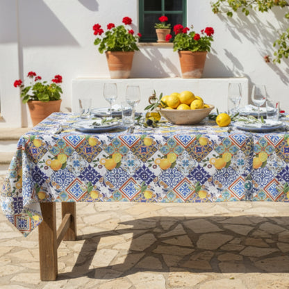 Mini Matt Table Cloth 2.5M Lemon Moroccan Orange Blocks