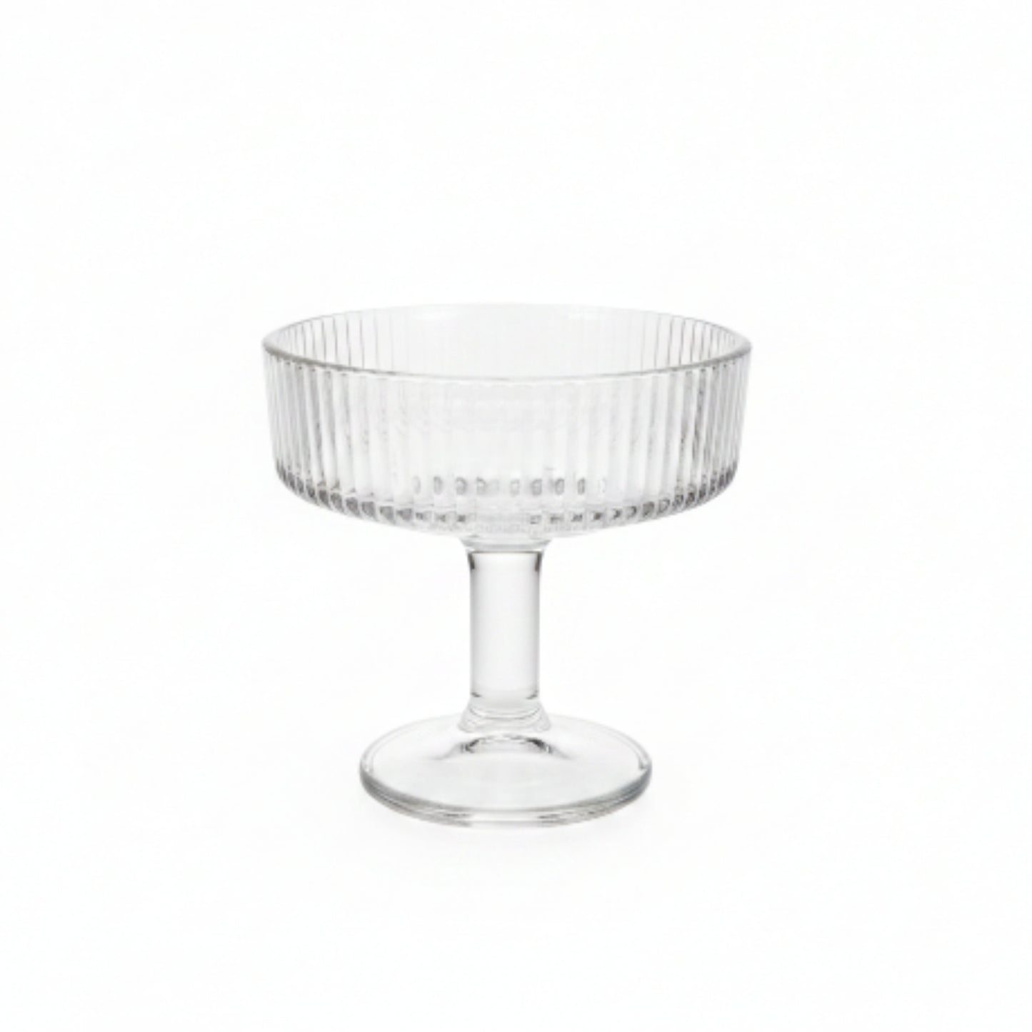 2pc Premium Ribbed Glass Ice Cream Sundae Cups – Dessert Serving Bowls