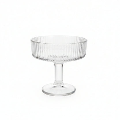 2pc Premium Ribbed Glass Ice Cream Sundae Cups – Dessert Serving Bowls