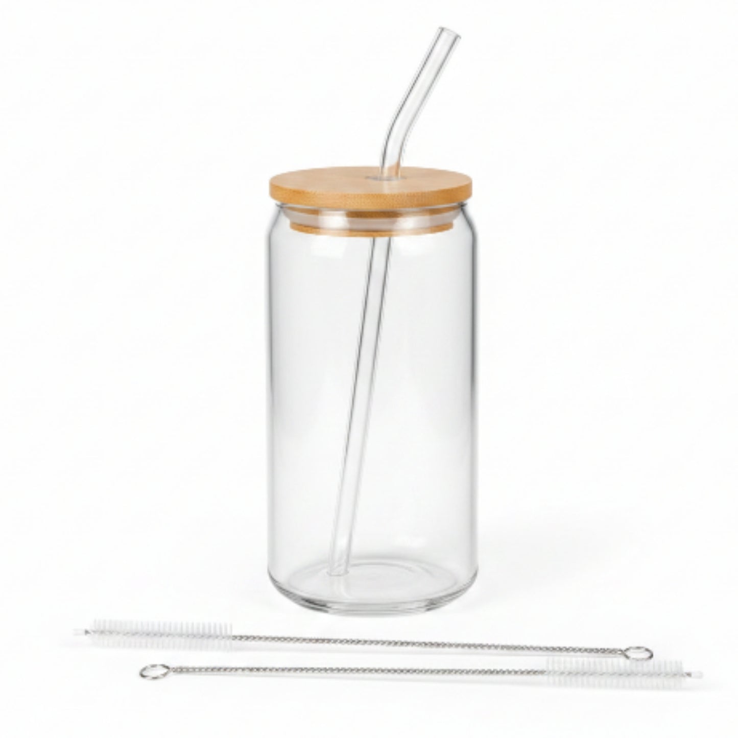 500ml Takmehome 4 Piece Glass Can With Bamboo Lid & Straw Set