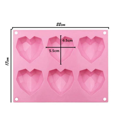 6 Slot Silicone Geometrical Heart Mould