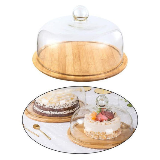Acrylic Cake Dome with Wooden Base