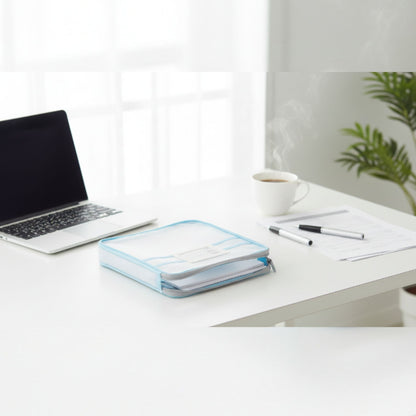 Portable Expanding File Folder Organizer for A4 Documents - Blue