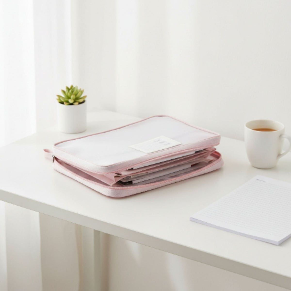Portable Expanding File Folder Organizer for A4 Documents - Pink