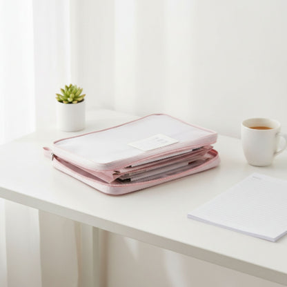Portable Expanding File Folder Organizer for A4 Documents - Pink