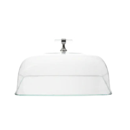 Acrylic Cake Dome With Bamboo Base & Silver Handle 31x19cm