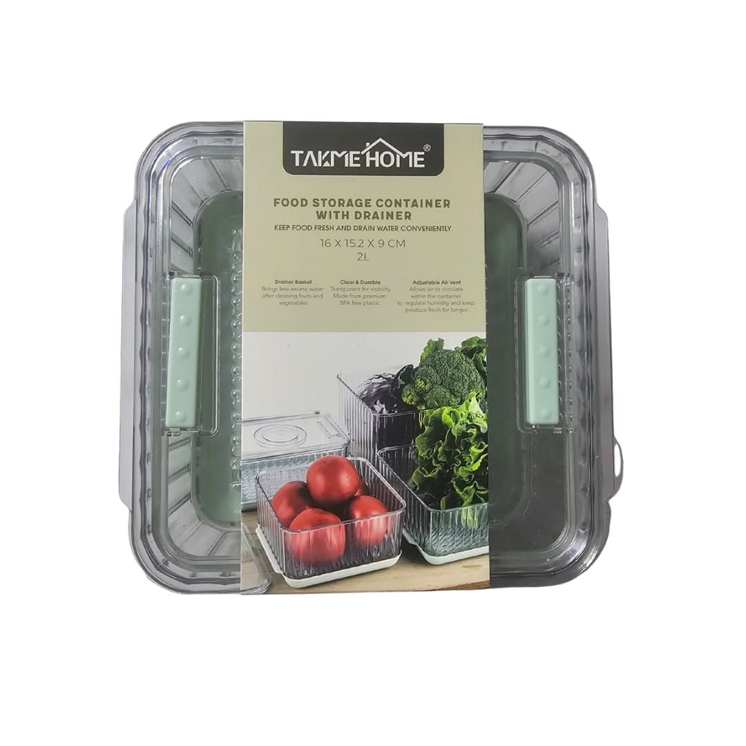 Acrylic Food Storage Container With Drainer