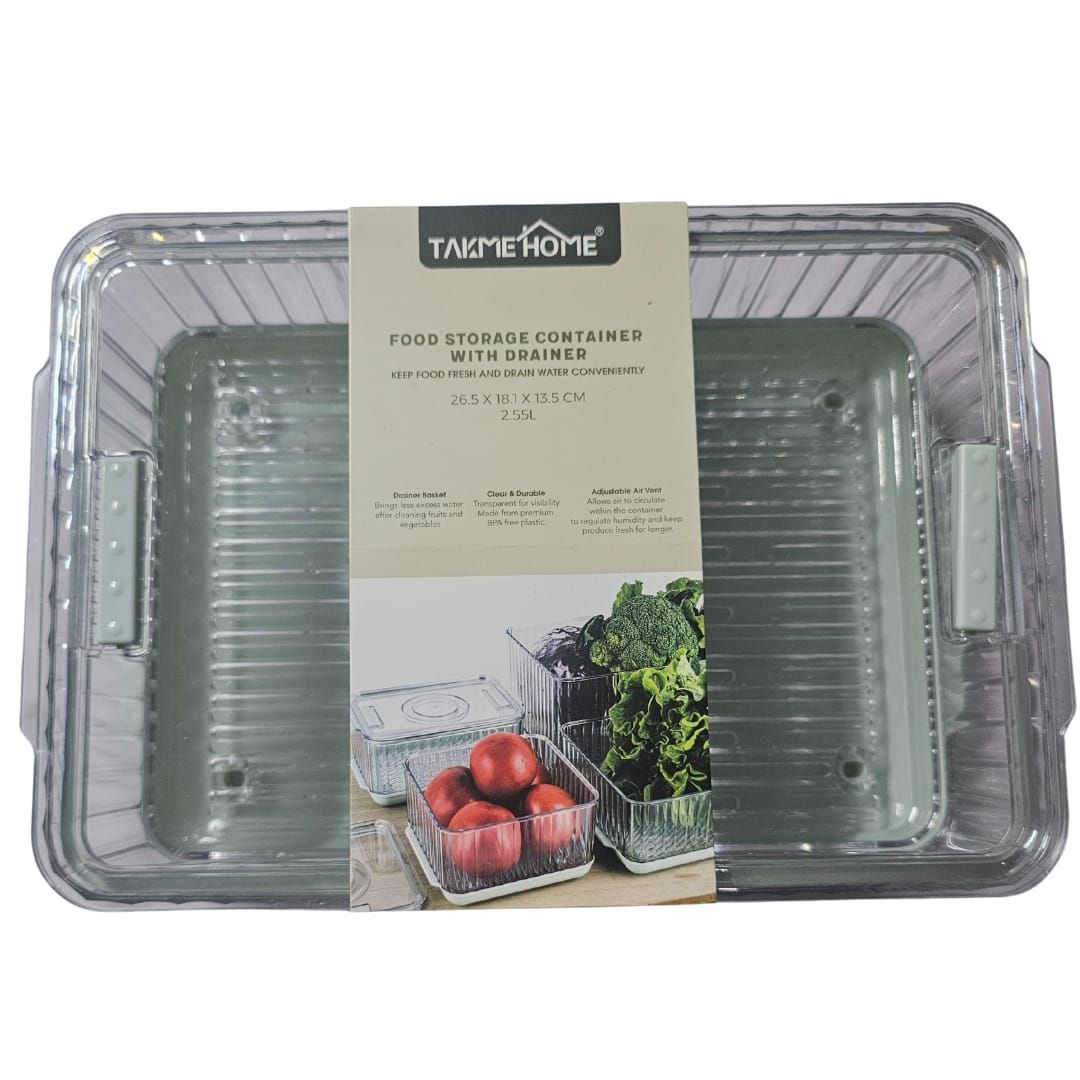 Acrylic Food Storage Container With Drainer