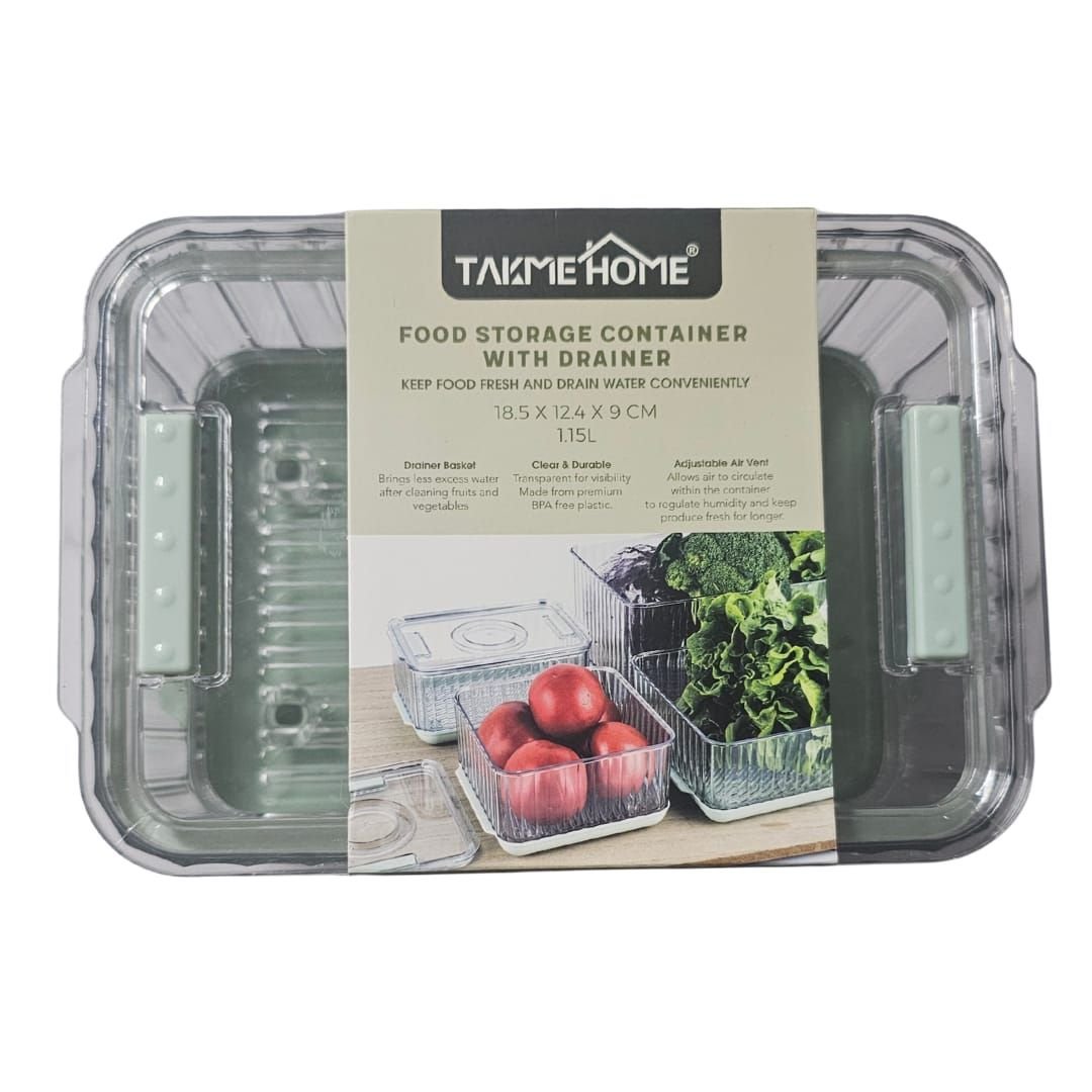 Acrylic Food Storage Container With Drainer