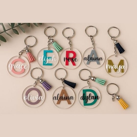 Acrylic Key Ring With Tassle