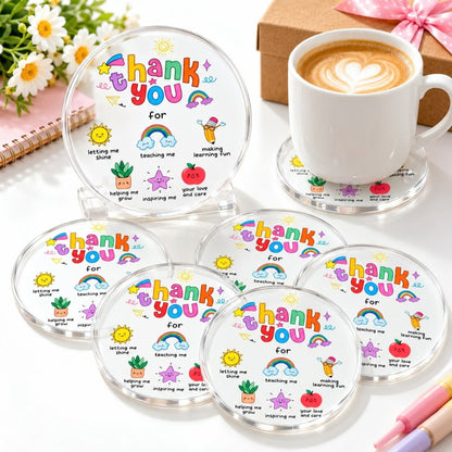 Acrylic Teacher Coaster – Teacher Appreciation Gift with Decorative Design