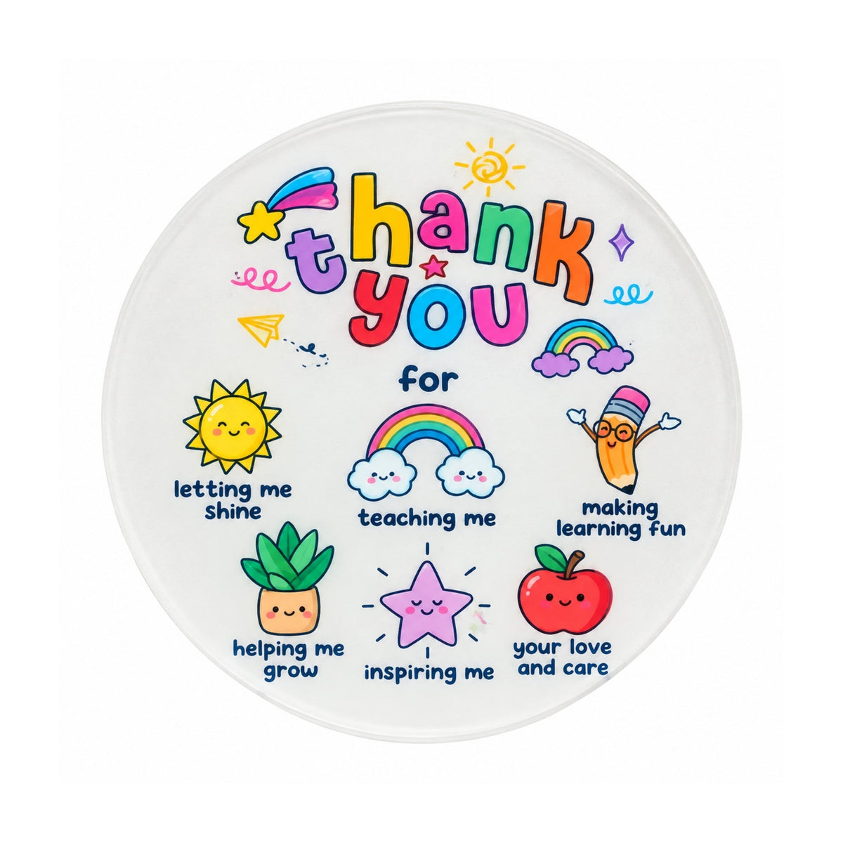 Acrylic Teacher Coaster – Teacher Appreciation Gift with Decorative Design