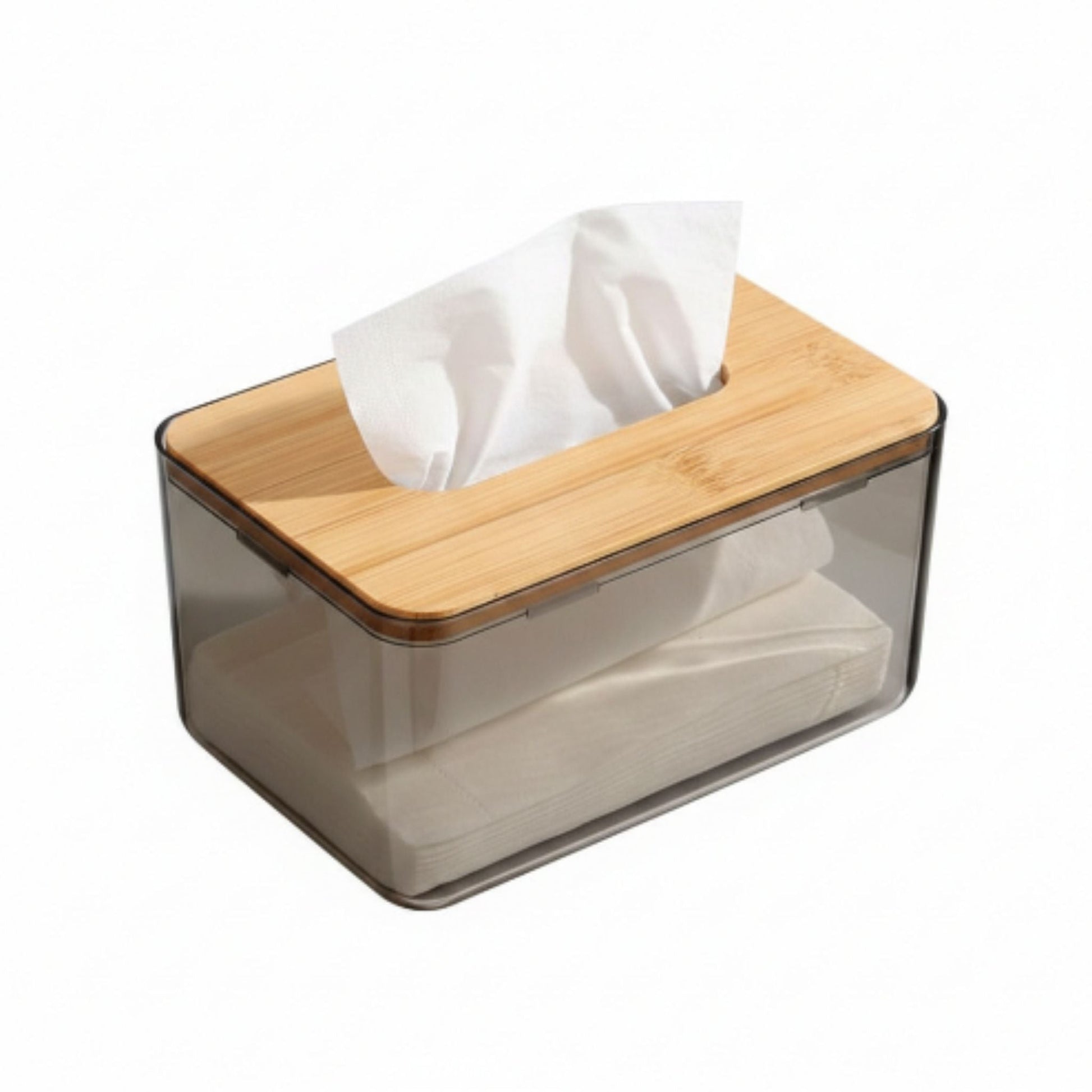 Acrylic Tissue Box with Bamboo Lid
