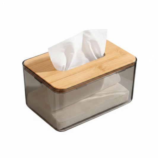Acrylic Tissue Box with Bamboo Lid