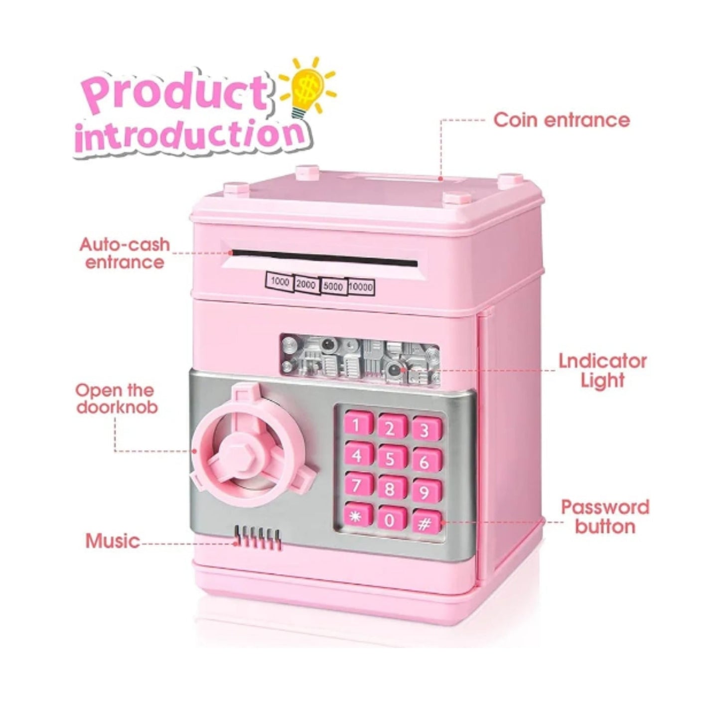 Automatic Money Scroll & Coin Bank for Kids – Pink Electronic Piggy Bank