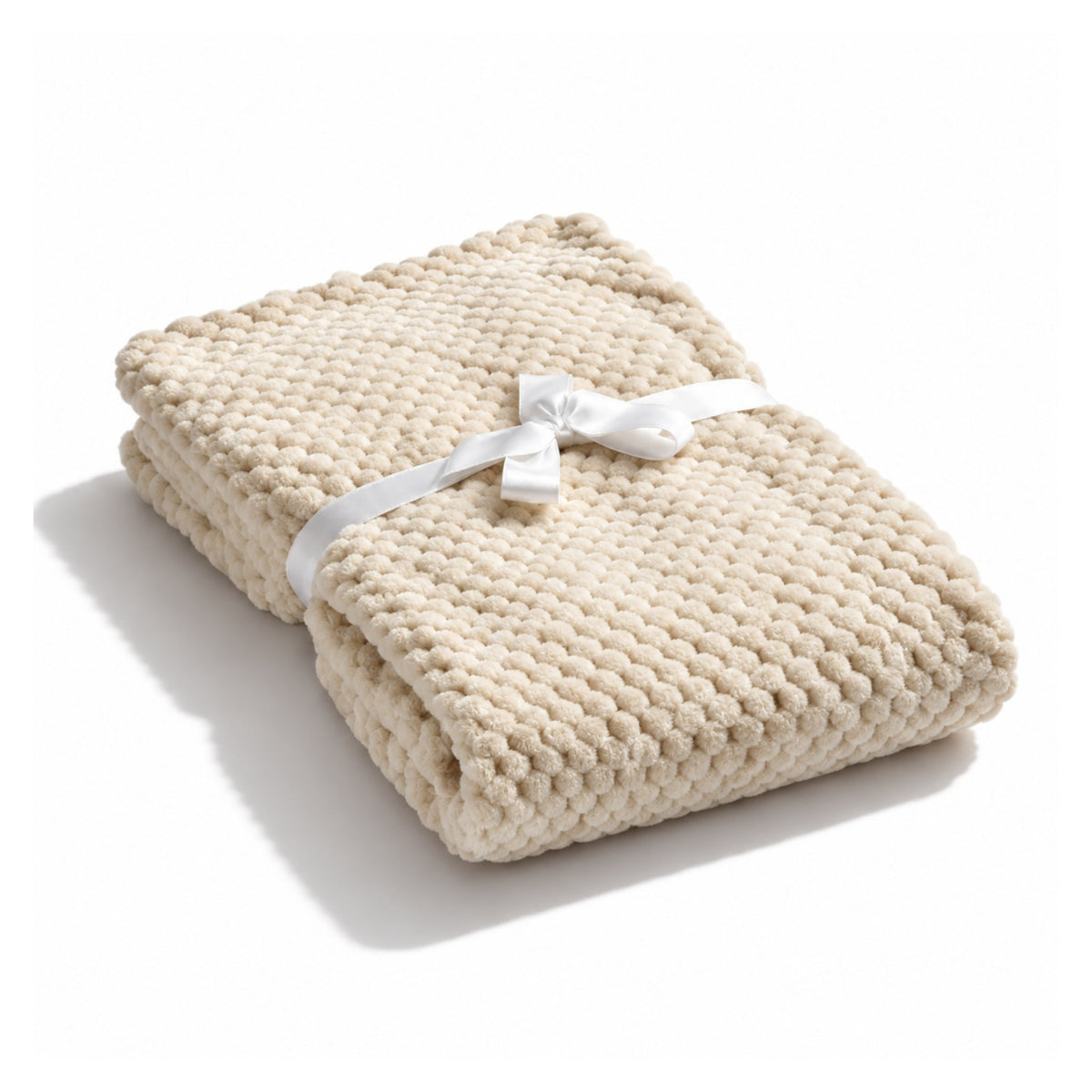 Baby Popcorn Blanket – Soft Plush Newborn Blanket With Textured Design – Beige