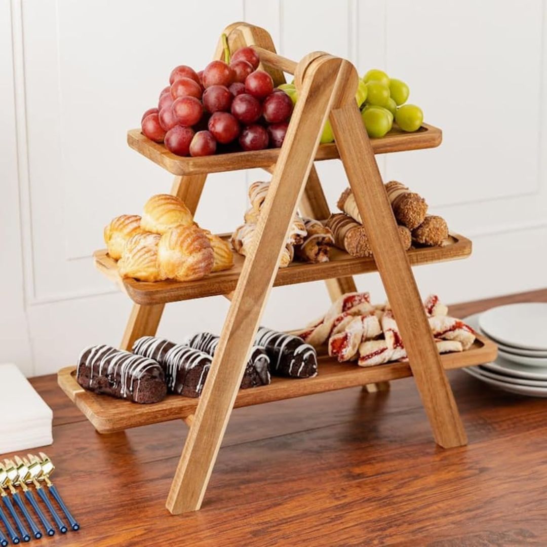 Bamboo 3 Layer Food Stand