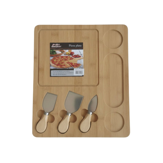 Bamboo Cheese Board With Cheese Tools