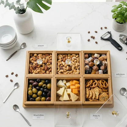 Bamboo Divided Storage With Crystal Knob