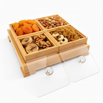 Bamboo Divided Storage With Crystal Knob