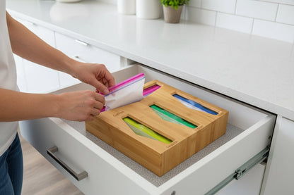 Bamboo Food Storage Bag Organizer