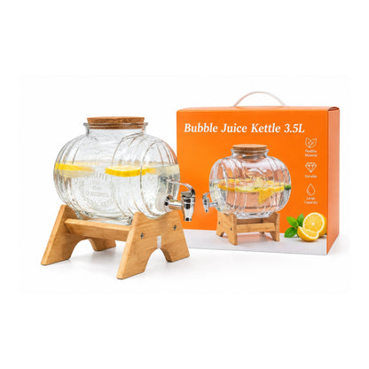 Barrel Shape Glass Dispenser – Beverage Serving Jar with Tap & Stand