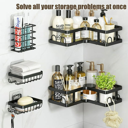 Black Corner Shower Caddy | Rust-Resistant Bathroom Shower Organizer Shelf