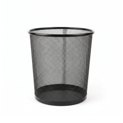 Black Metal Mesh Waste Paper Bin – Office & Home Desk Trash Can