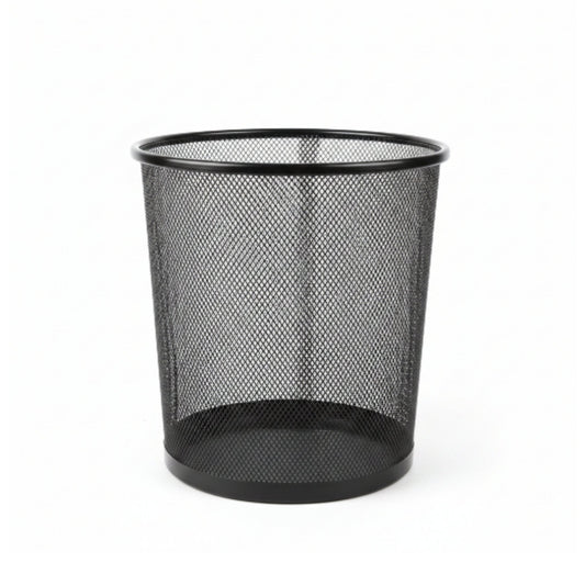 Black Metal Mesh Waste Paper Bin – Office & Home Desk Trash Can