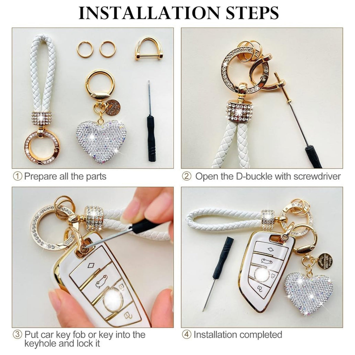 Bling Keychain – Sparkly Rhinestone Style Key Ring with Decorative Finish