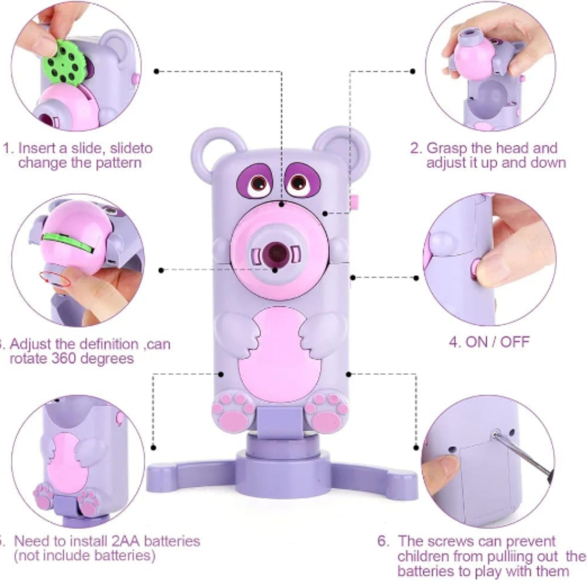 Blue Kids Projector Camera Toy – Educational LED Learning Projector