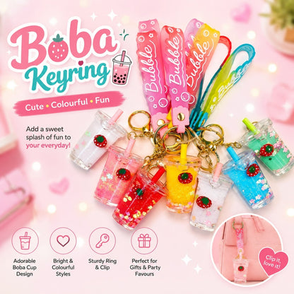 Boba Bubble Keyring – Decorative Boba Drink-Shaped Keychain with Glossy Bubble Design
