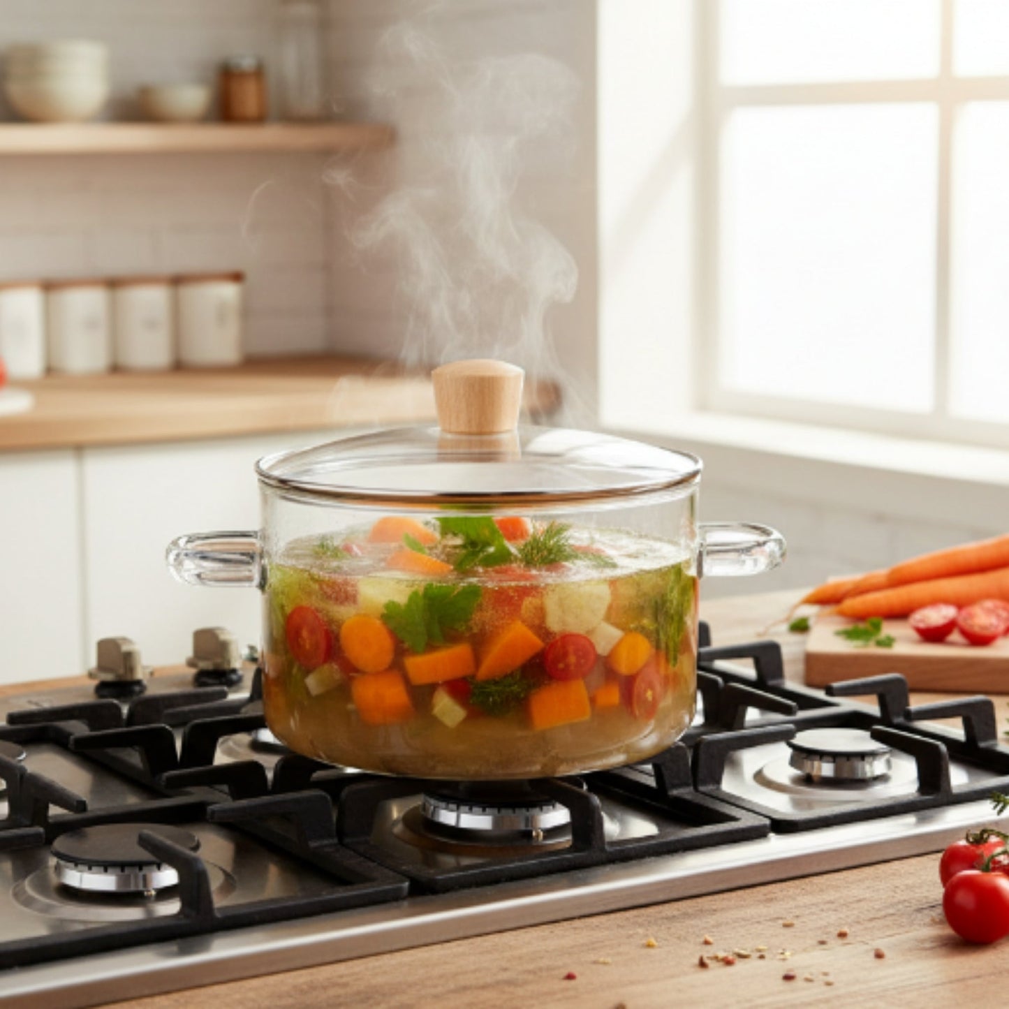 Borosilicate Glass Cooking Pot – Heat Resistant Glass Pot for Cooking & Everyday Kitchen Use
