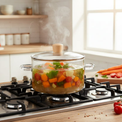 Borosilicate Glass Cooking Pot – Heat Resistant Glass Pot for Cooking & Everyday Kitchen Use