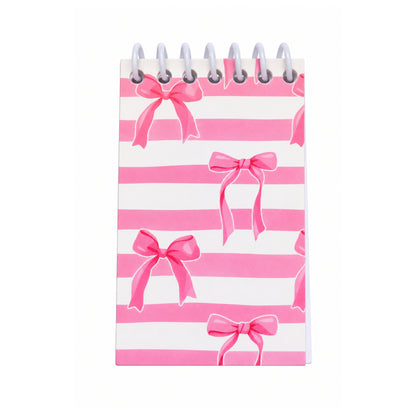 Bow Notebook with Pen Set in Assorted Bow Designs with 6 × 10cm Notebook and 13.5cm Pen Notebook On White Background