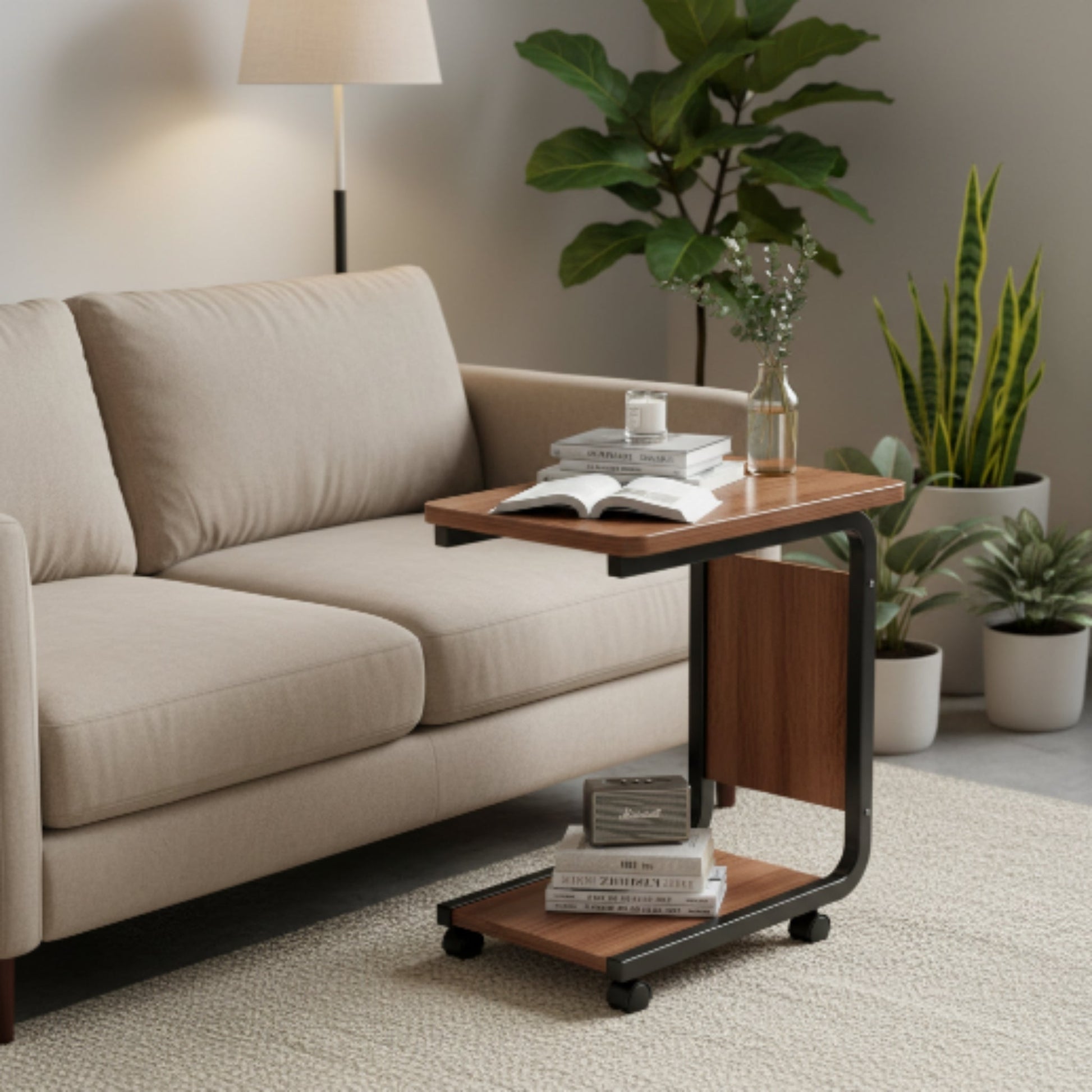 Brown Sofa Side Table | Modern Living Room End Table