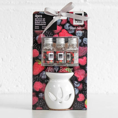 Ceramic Incense Burner and Essential Oil - Berry