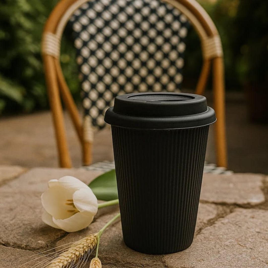 Ceramic Ribbed Coffee Cup 370ml