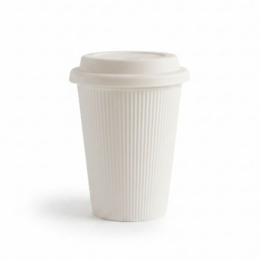 Ceramic Ribbed Coffee Cup 370ml